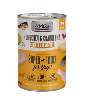 Artikelbild 1 des Artikels “MAC's Dog 6x400g Dose mit Hühnchen und Cranberry “